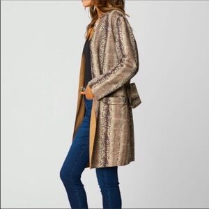 Anthropologie Snake Print Reversible Coat in Brown and Tan